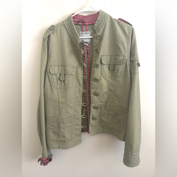 Rare Vintage Y2K Style Old Navy XL Military Utility Jacket Olive Army Streetwear - Picture 1 of 4
